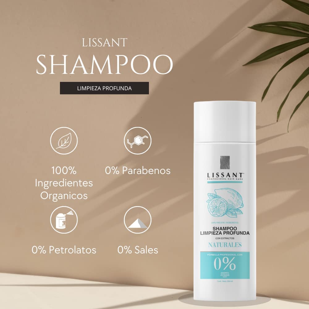 Shampoo Limpieza Profunda, Para Todo Tipo de Cabello Sin Sal - 250ml de Lissant