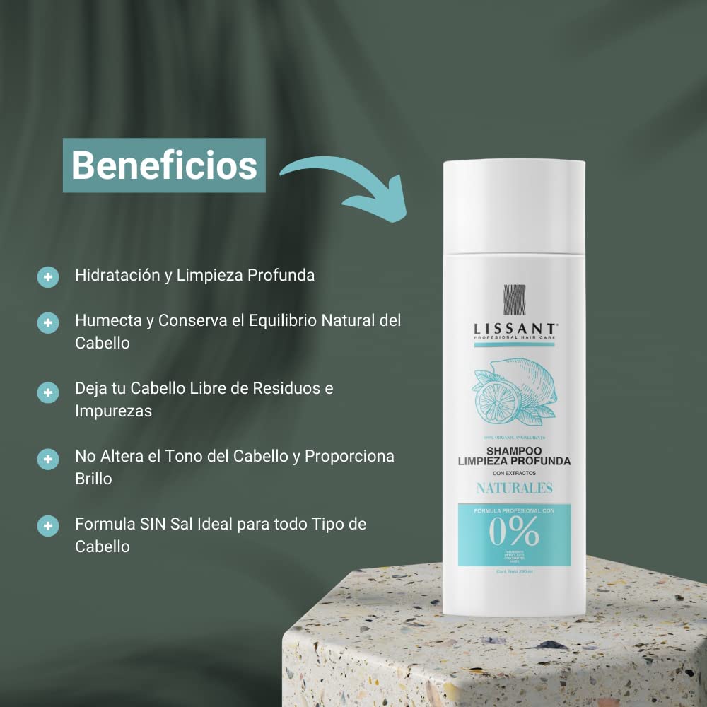 Shampoo Limpieza Profunda, Para Todo Tipo de Cabello Sin Sal - 250ml de Lissant