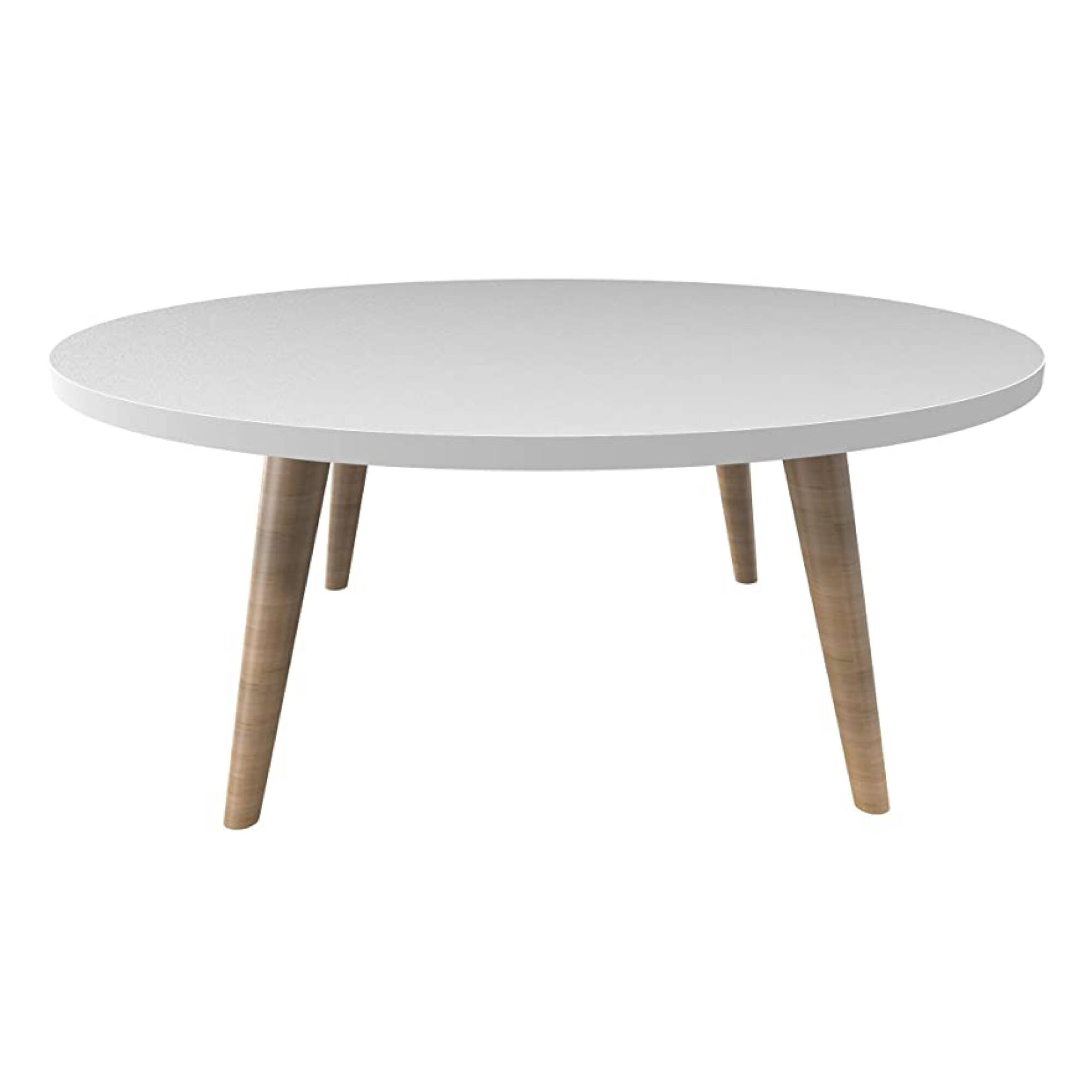 Línea Italia Mesa Central Circular S900 Blanco | para Hogar, Recepción o Sala de Estar | Ideal para Espacios Reducidos, Patas de Madera, Estilo Escandinavo | Alta Calidad y Resistencia.