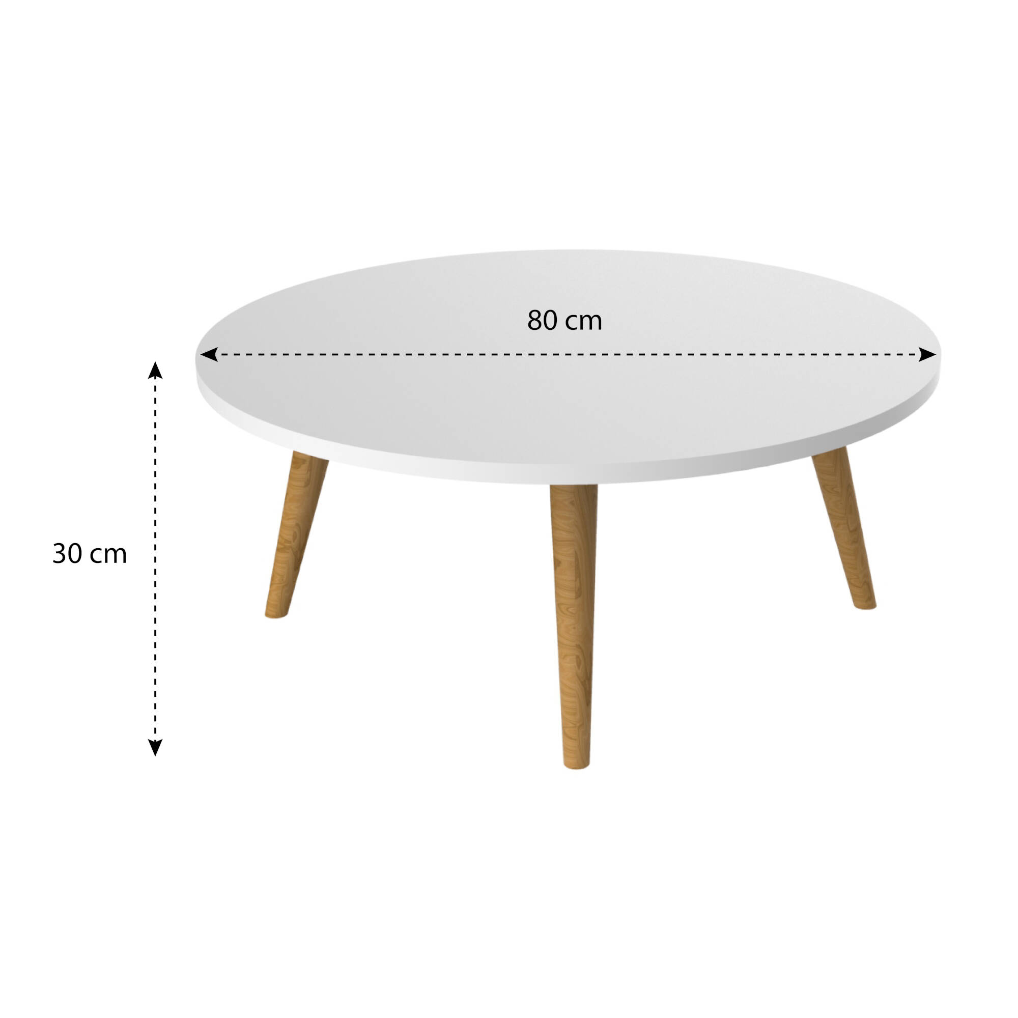 Línea Italia Mesa Central Circular S900 Blanco | para Hogar, Recepción o Sala de Estar | Ideal para Espacios Reducidos, Patas de Madera, Estilo Escandinavo | Alta Calidad y Resistencia.