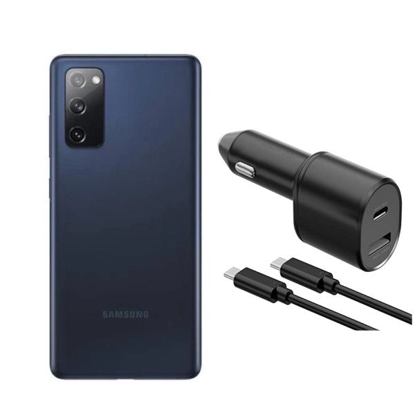 Samsung Galaxy S20 FE 5G Snapdragon 128GB Cloud Navy Recondicionado+ Cargador de Auto 45W Carga Rápida.