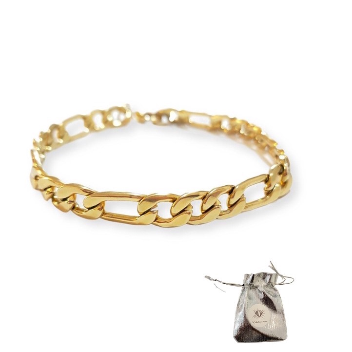 Pulsera, esclava figaro color oro / Joyería de acero inoxidable
