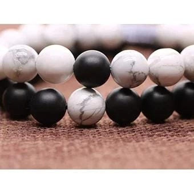 Pulseras ying yang, pulsera para parejas de ónix y howlita