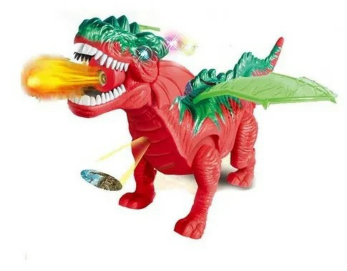 Dinosaurio Naranja Con Proyector Y Pone Huevos Camina Luces Y Sonido