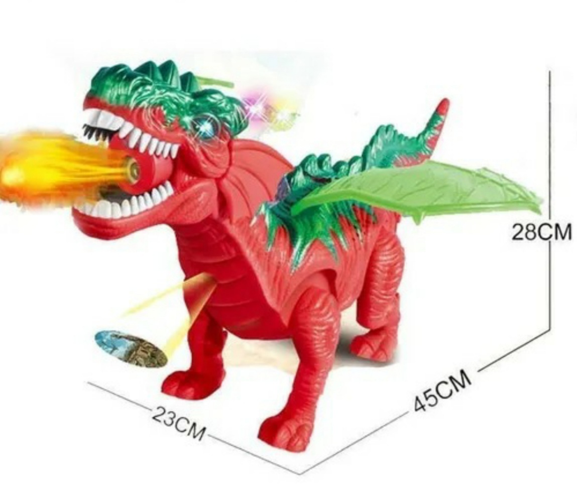 Dinosaurio Naranja Con Proyector Y Pone Huevos Camina Luces Y Sonido