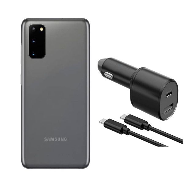 Samsung Galaxy S20 Gris 128GB Reacondicionado Grado A Snapdragon + Cargador de Auto 45W Carga Rápida.