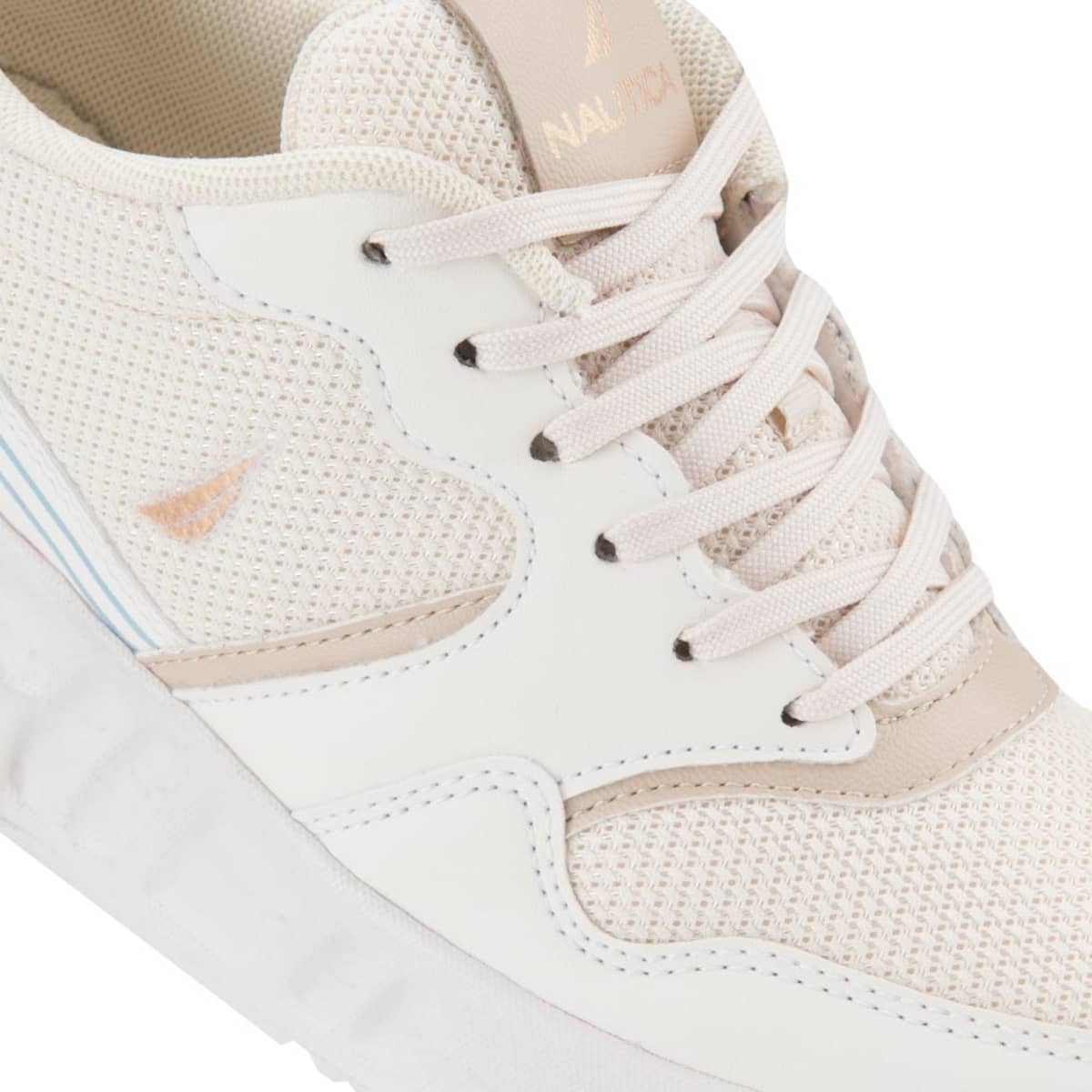 Tenis casuales marca Nautica para mujer, color beige, mod. 1034968