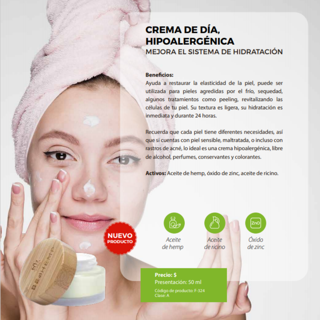 Crema hipoalergénica de día 50 gr Beohemp