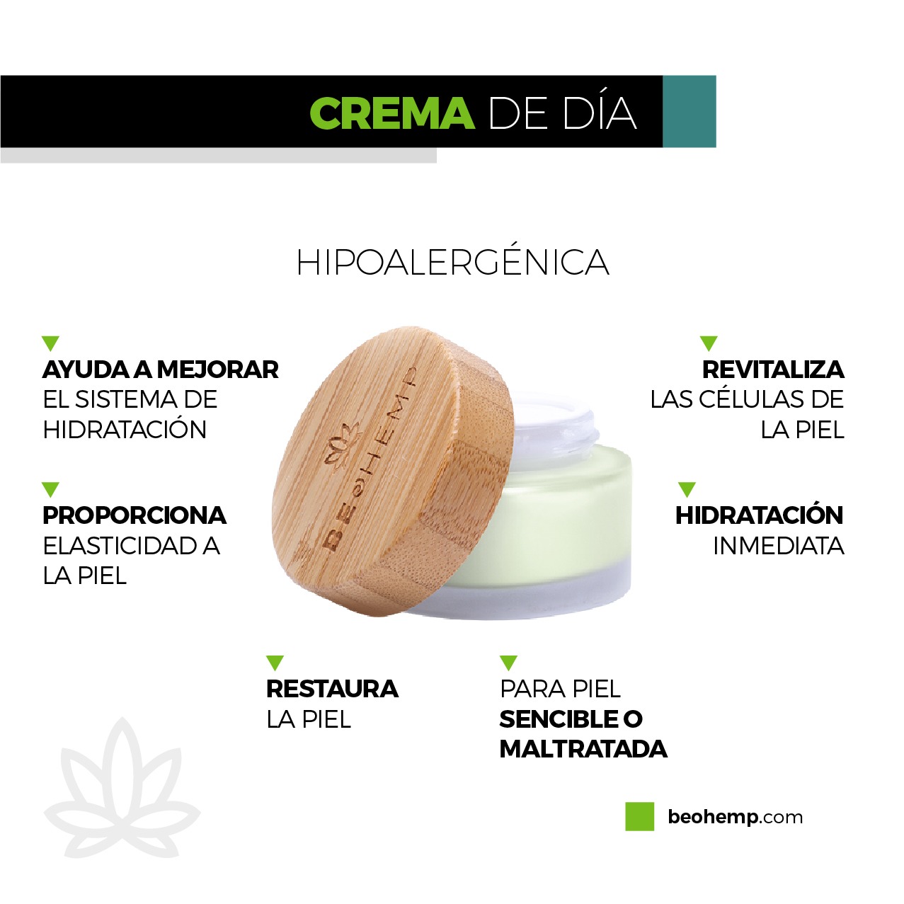 Crema hipoalergénica de día 50 gr Beohemp