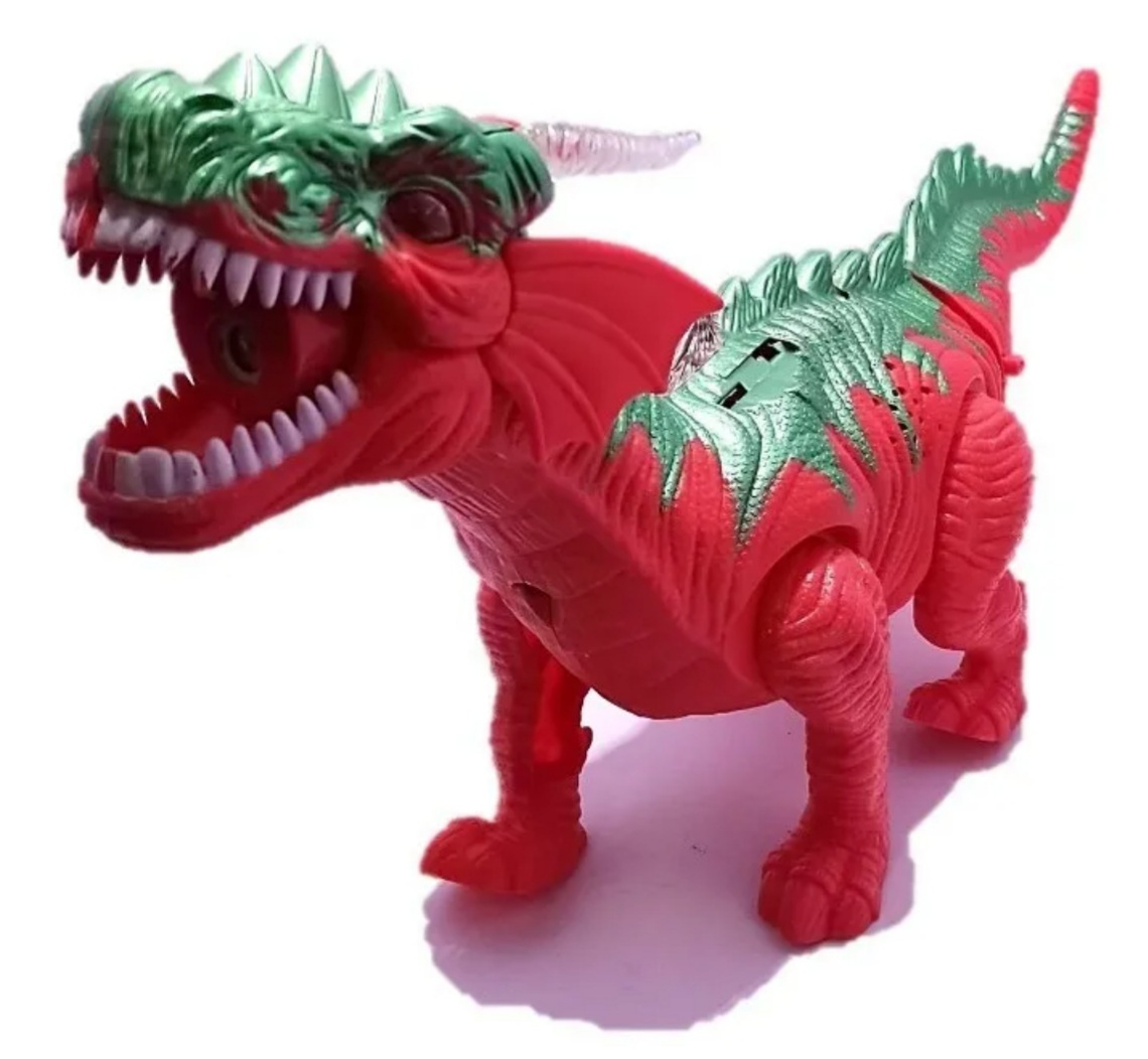 Dinosaurio Naranja Con Proyector Y Pone Huevos Camina Luces Y Sonido