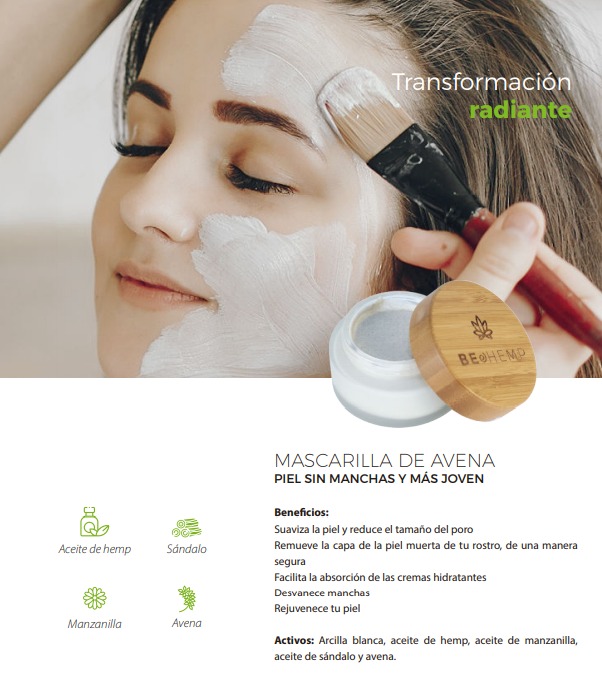 Mascarilla facial de avena tratamiento piel madura Beohemp
