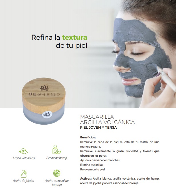 Mascarilla facial de arcilla tratamiento acné 100ml Beohemp