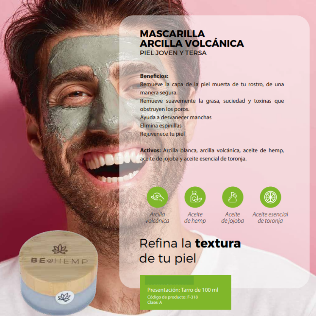 Mascarilla facial de arcilla tratamiento acné 100ml Beohemp