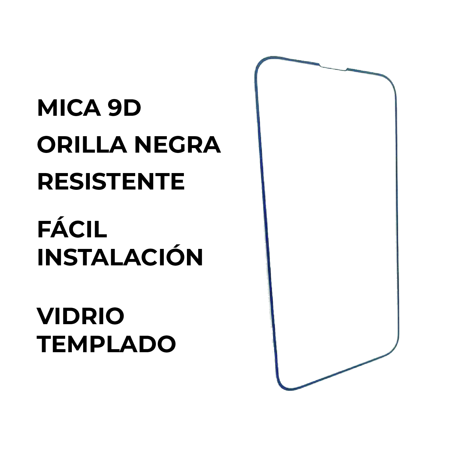 Mica Para Celular Cristal Templado 9d Borde Negro Protector