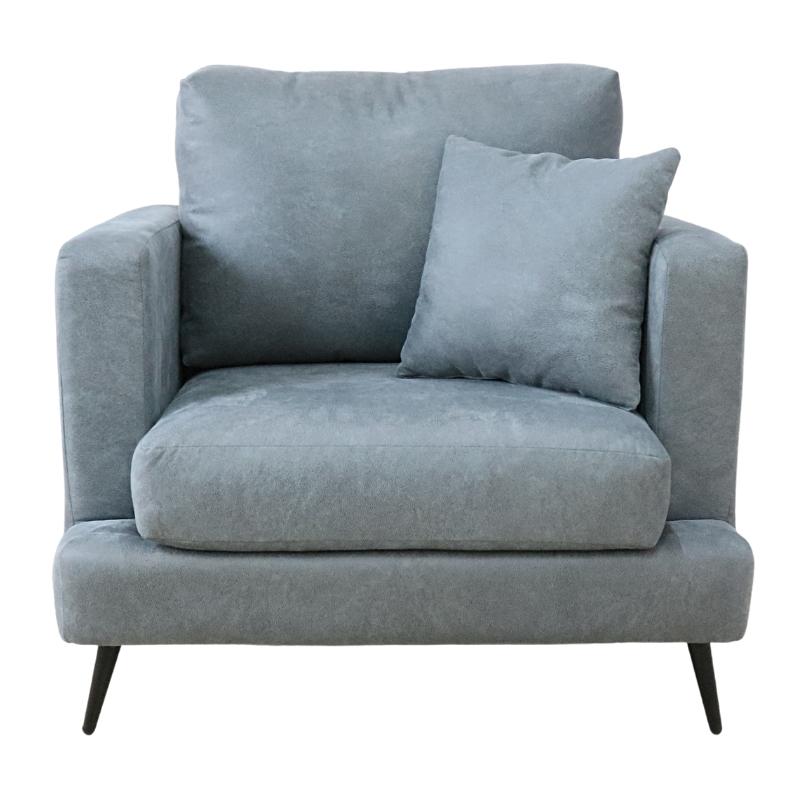 Sillón Gris Individual Sala Moderno Azul 
