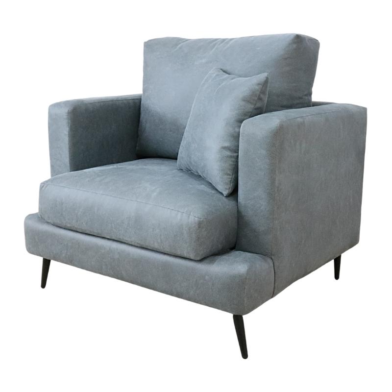 Sillón Gris Individual Sala Moderno Azul 