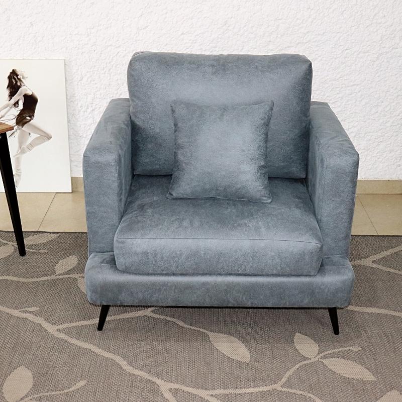 Sillón Gris Individual Sala Moderno Azul 