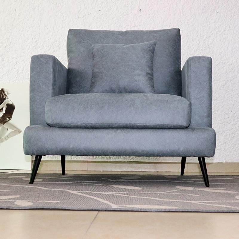 Sillón Gris Individual Sala Moderno Azul 