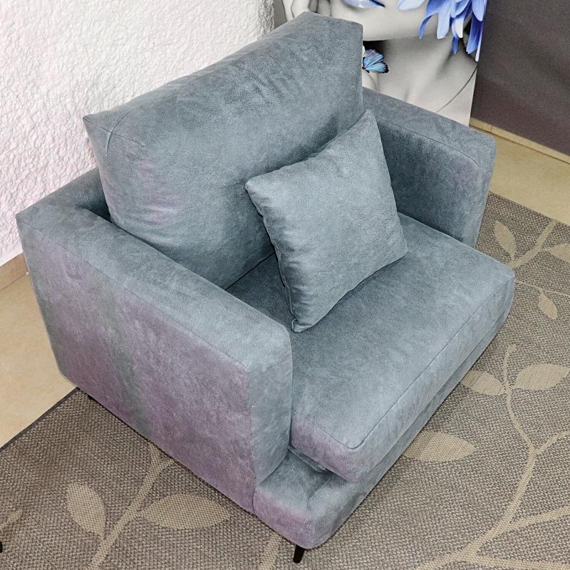 Sillón Gris Individual Sala Moderno Azul 