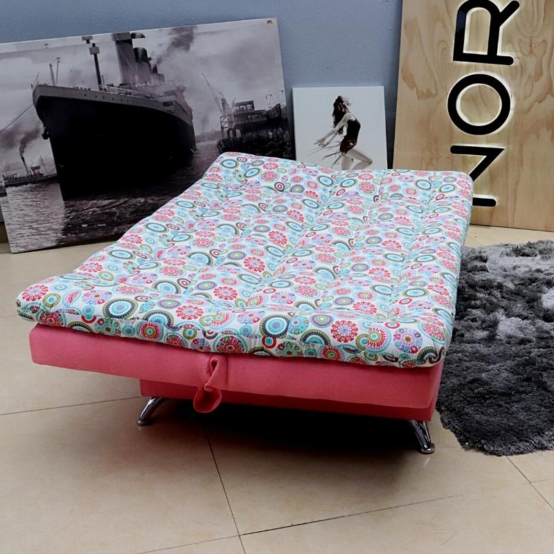 Sofá Cama Rosa Mandala Moderno 3 Posiciones