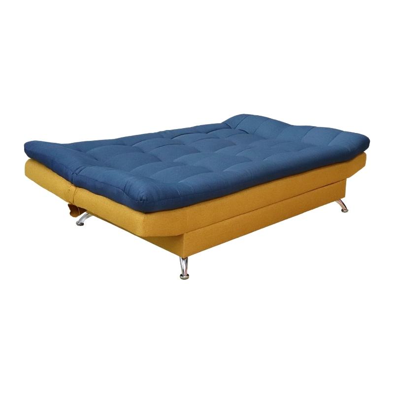 Sofá Cama Mostaza Azul Matrimonial 3 Posiciones