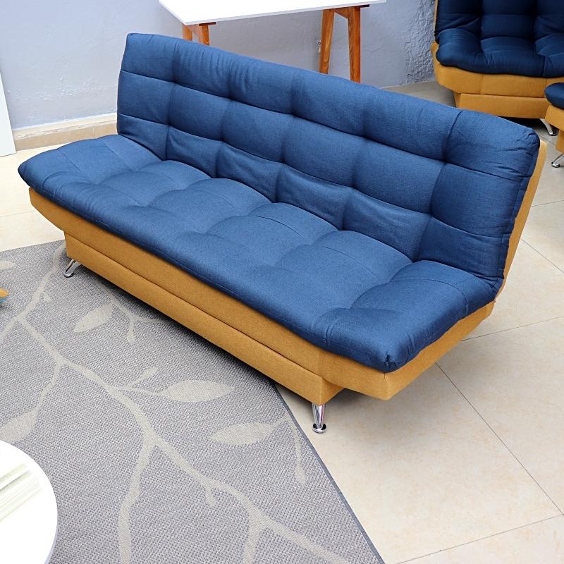 Sofá Cama Mostaza Azul Matrimonial 3 Posiciones