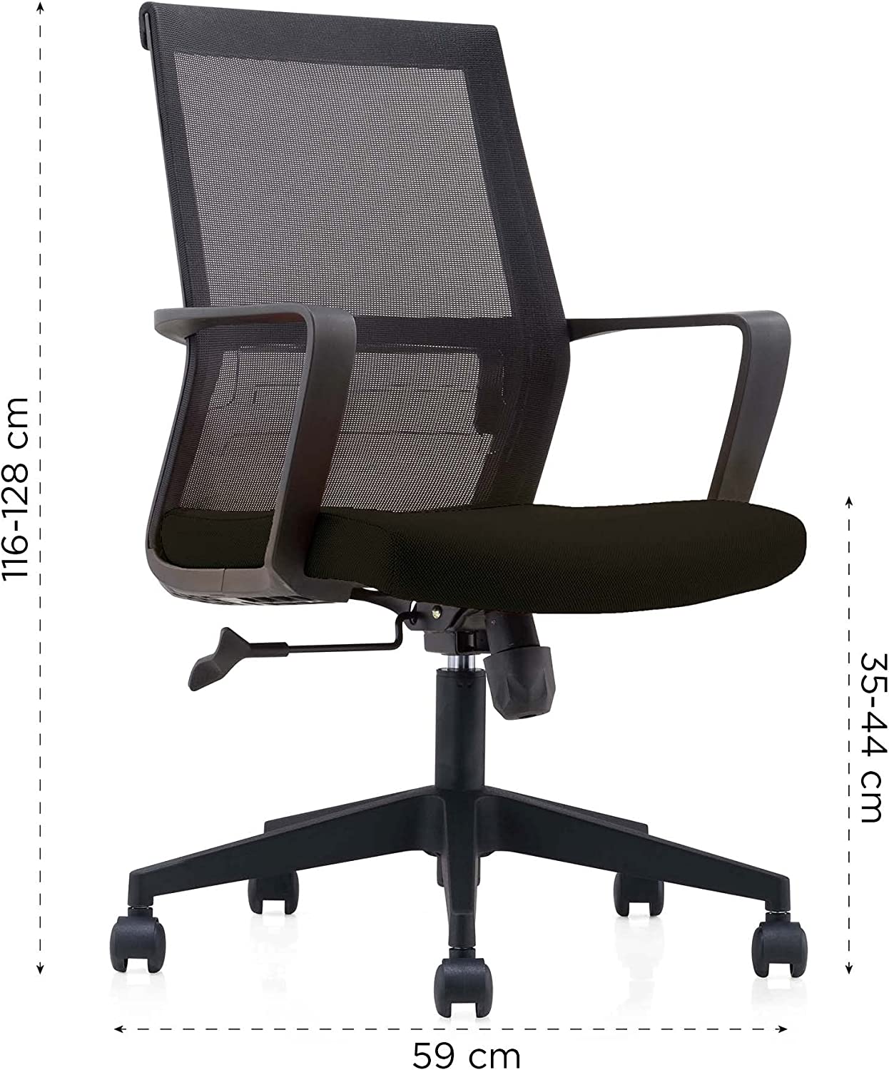 Línea Italia Silla de Escritorio Rosetto Z433N / Altura Ajustable con Descansabrazos, Estructura Giratoria de HDPP. Respaldo en Malla y Asiento Tapizado Color Negro | Ideal para Oficinas, Home Office y Espacios de Trabajo.