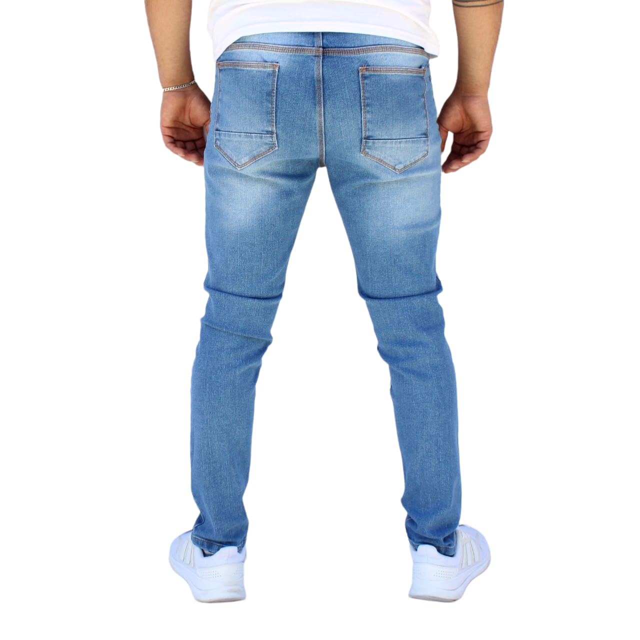 Jeans Pantalon de Mezclilla Deslavado Strech Azul accesorios de