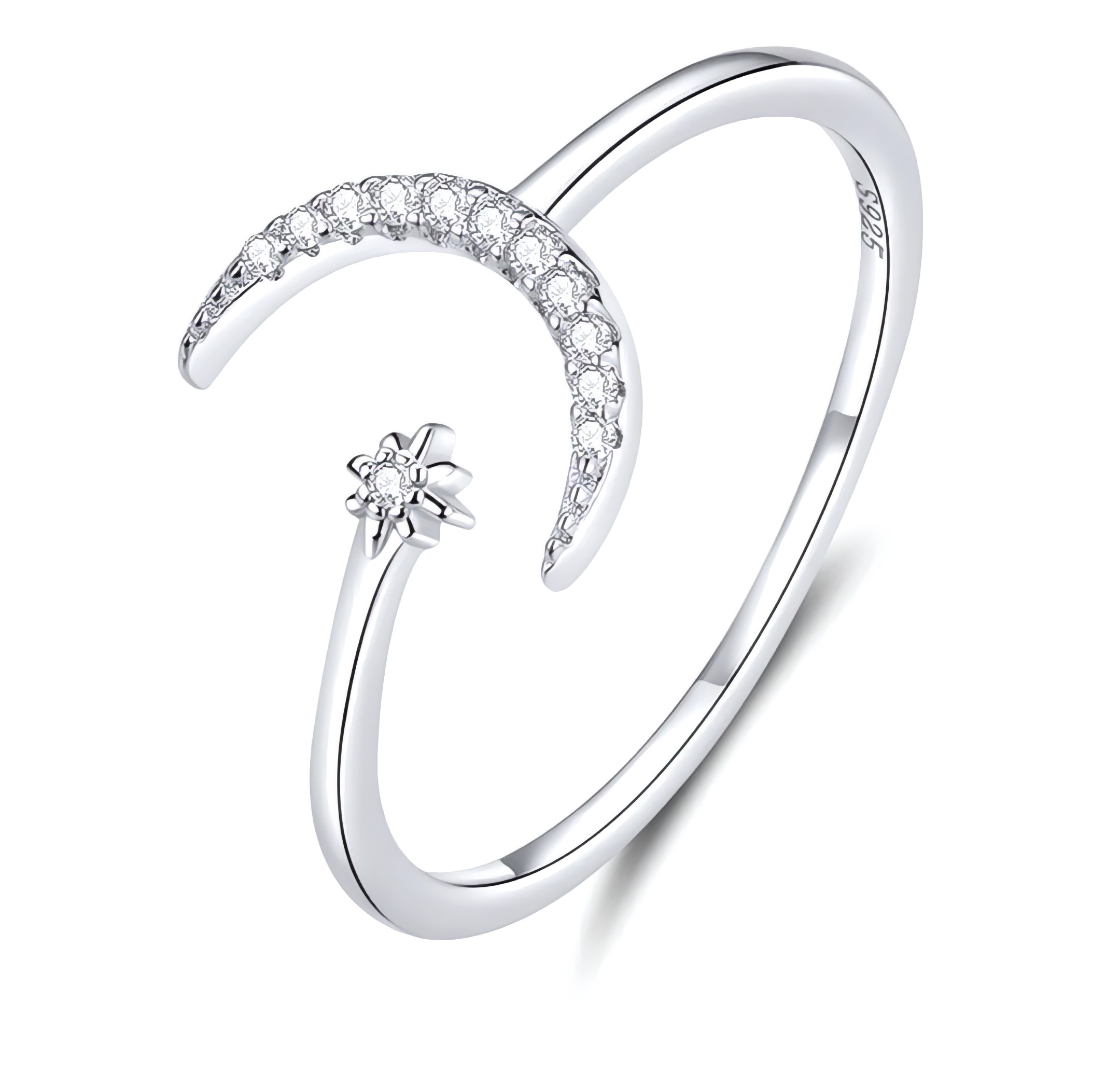 Anillo Bamoer De Luna Y Estrella Vintage De Plata 925