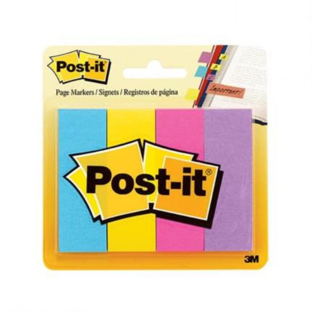 BANDERITAS ADHESIVAS DE PAPEL POST-IT 3M 4 COLORES 22.2mm x 73mm