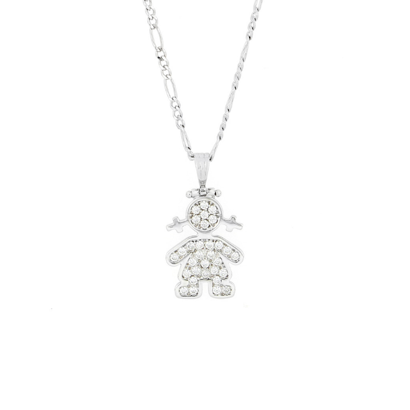 Collar Cadena con Dije Niña con Circonia, marca Authshine, Plata 925 para Mujer 
