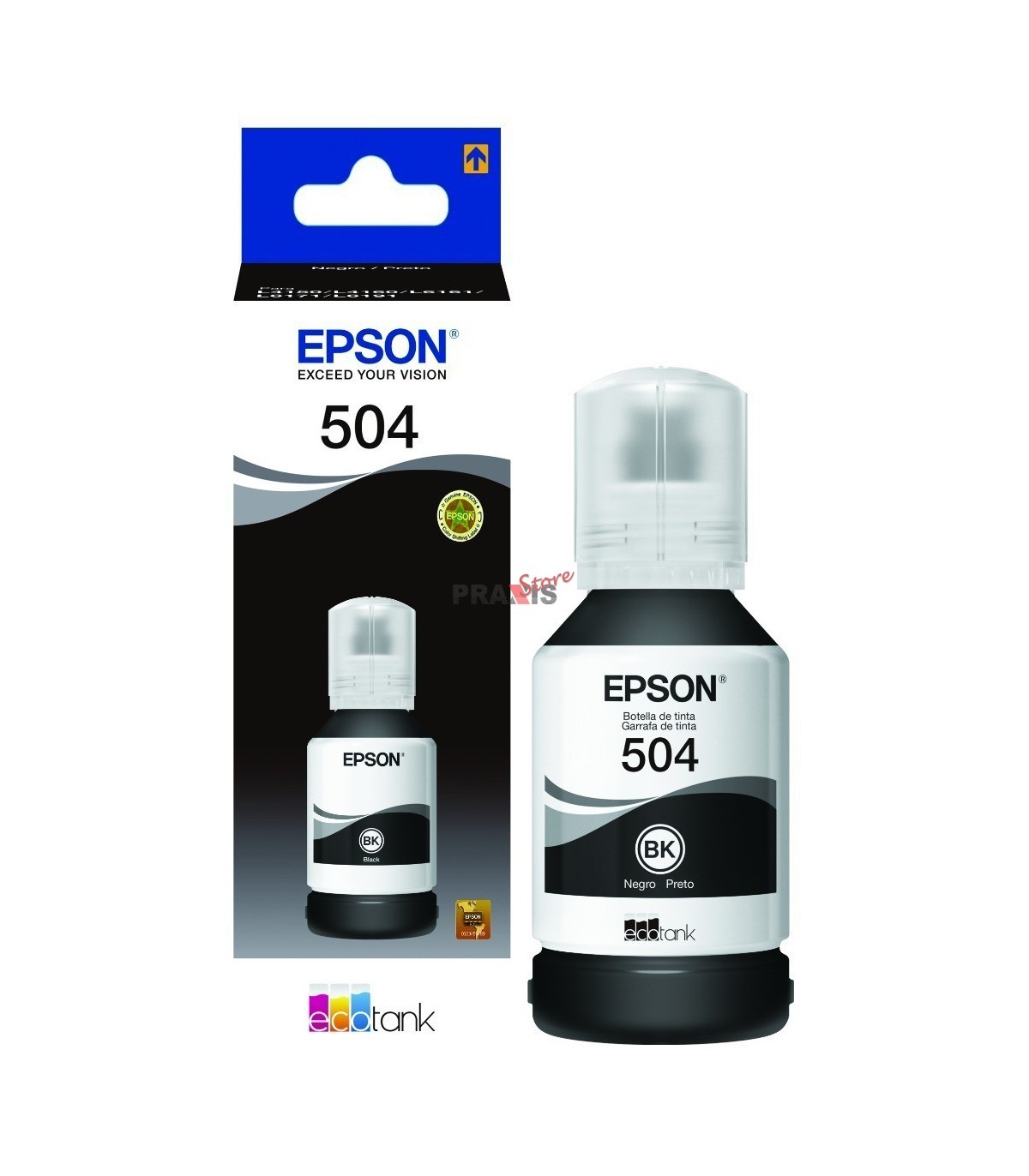 BOTELLA DE TINTA EPSON ECOTANK T504120 NEGRO P/ SERIE L4150, L4160, L4260, L6161, L6171, L6191, L6270