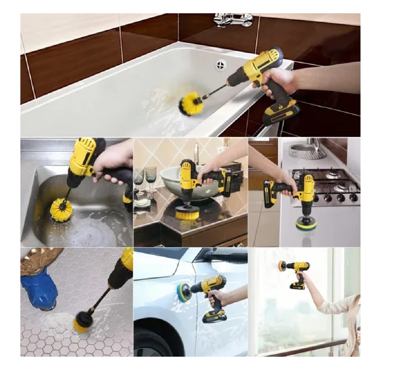 Kit Cepillo Para Taladro Con Piezas De Limpieza Esponja