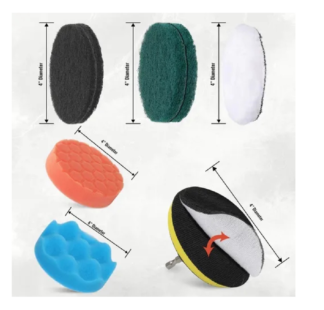 Kit Cepillo Para Taladro Con Piezas De Limpieza Esponja