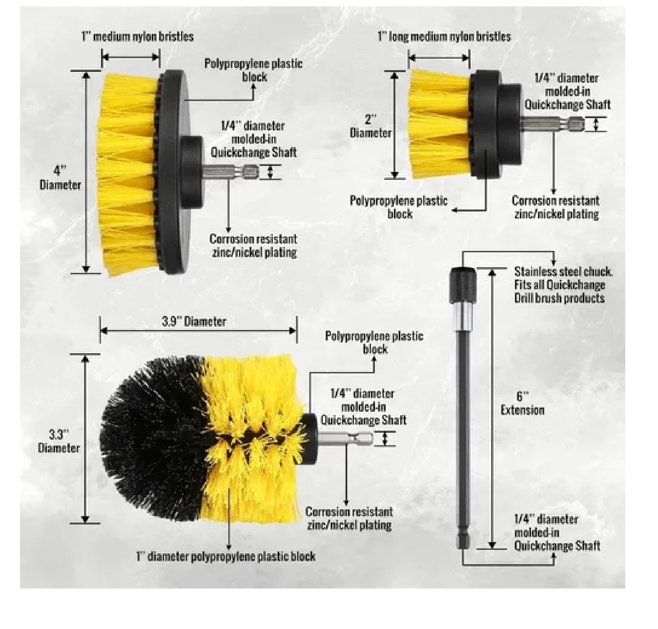 Kit Cepillo Para Taladro Con Piezas De Limpieza Esponja