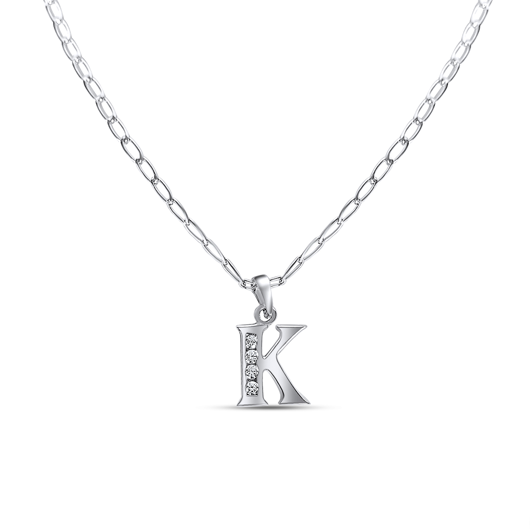 Collar de Inicial Authshine de Plata Ley 925 con Circonia Letra K para Mujer