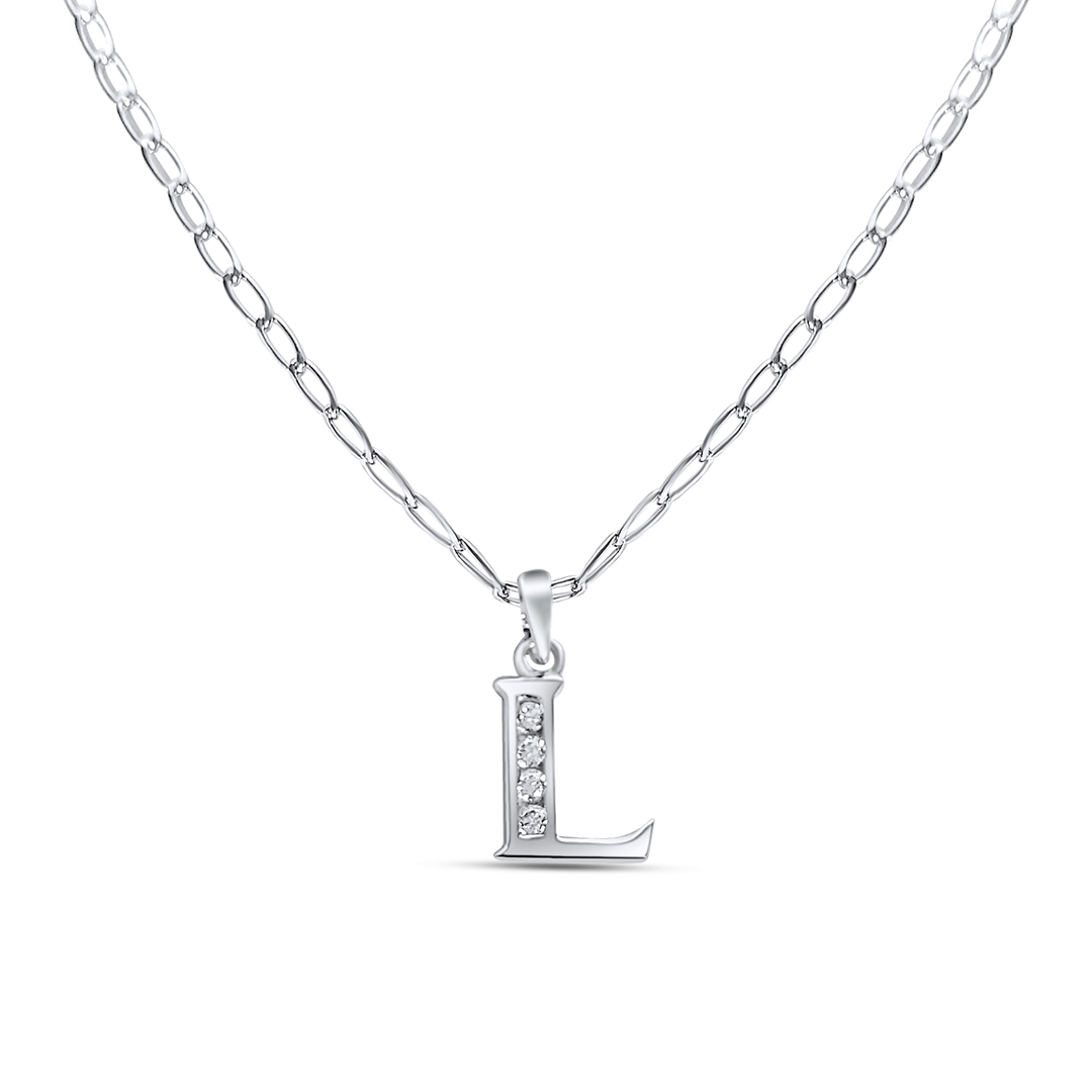 Collar de Inicial Authshine de Plata Ley 925 con Circonia Letra L para Mujer