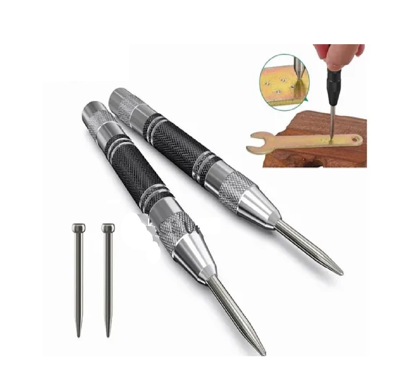 Duo Punzón Automatico Para Marcar Centros Metal Madera Punch 