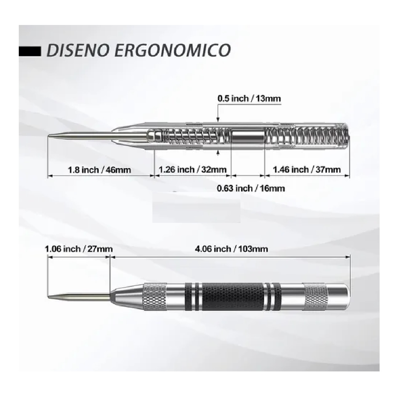 Duo Punzón Automatico Para Marcar Centros Metal Madera Punch 