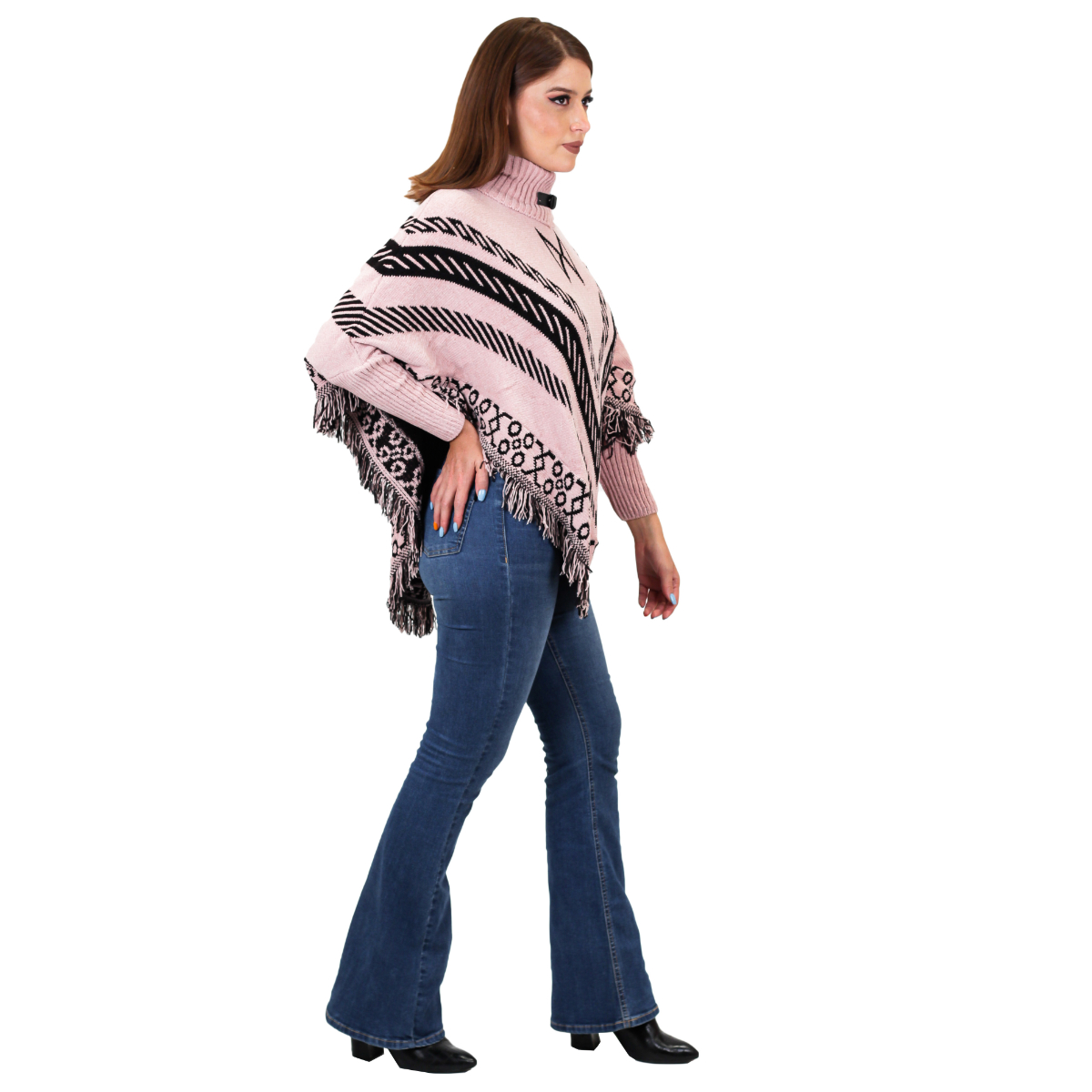 Poncho Chenille Con Cinturón Para Mujer *01 - Rosa