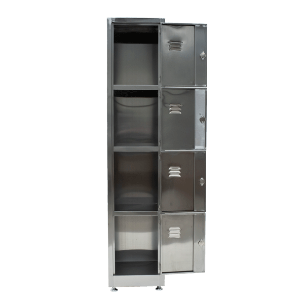 LOCKER DE ACERO INOXIDABLE DE 4 PUERTAS CON CHAPA