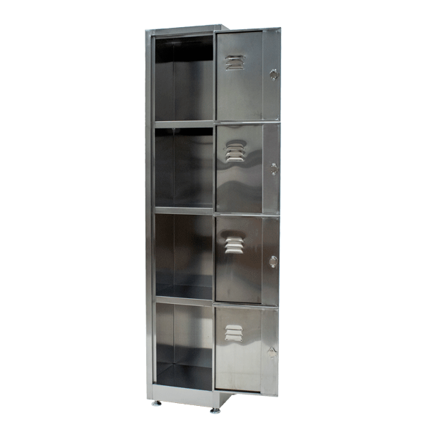 LOCKER DE ACERO INOXIDABLE DE 4 PUERTAS CON CHAPA