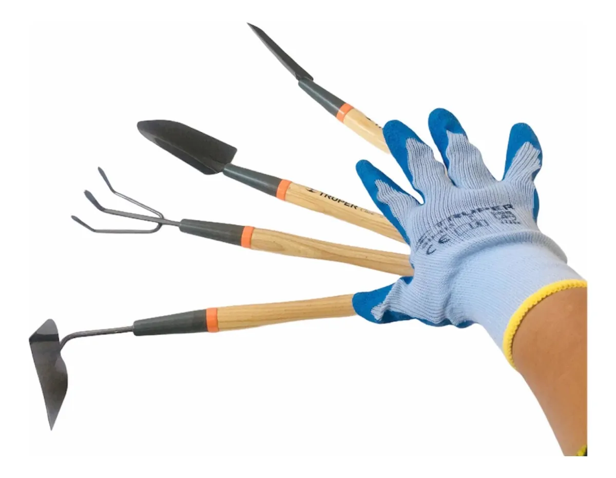 Juego Herramientas Jardin 4 Pz Cuchara Azadon Cultivador