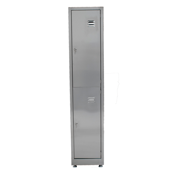 LOCKER DE ACERO INOXIDABLE DE 2 PUERTAS CON CHAPA Y 4 ENTREPAÑOS