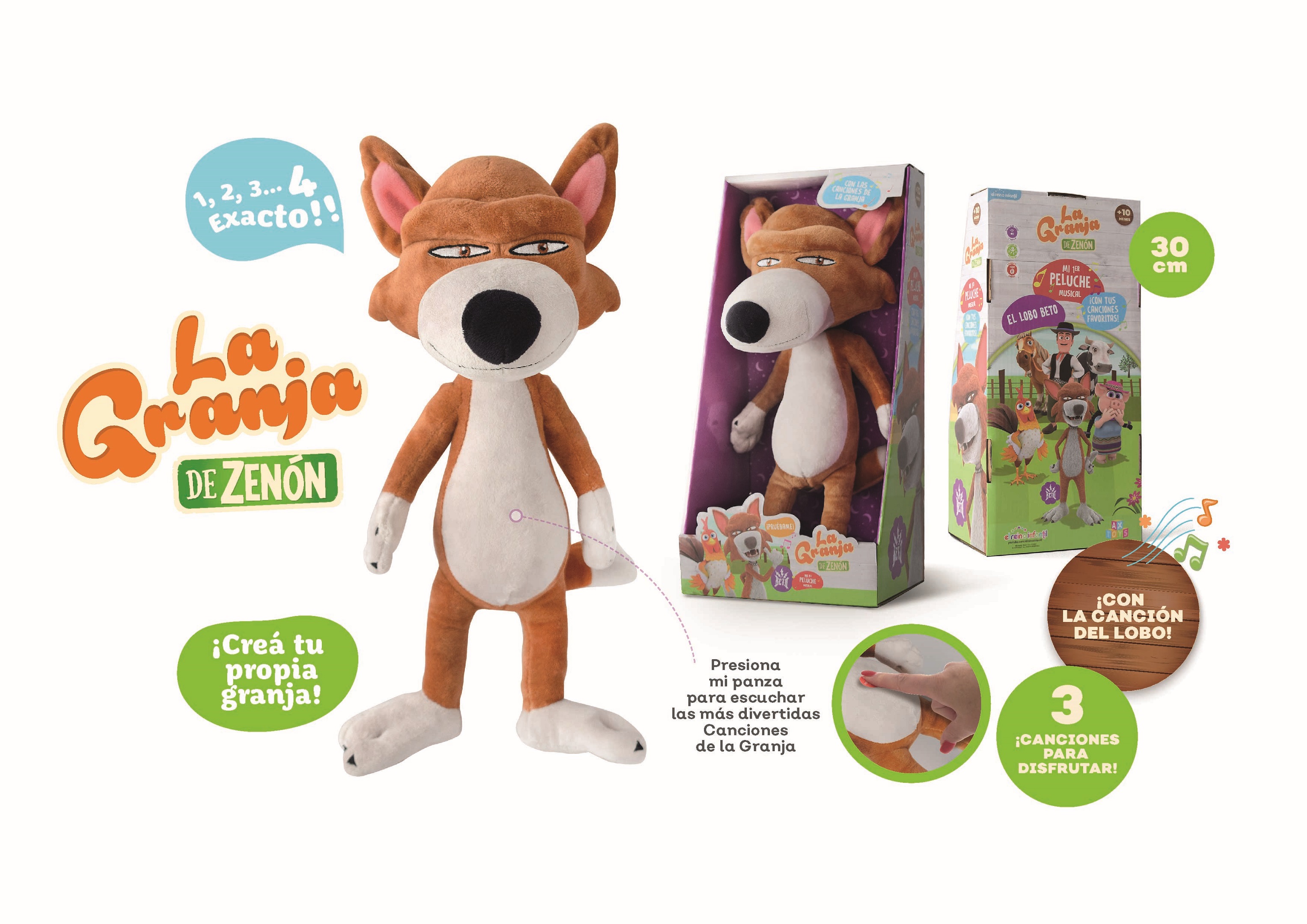 Lobo Beto Peluche Musical 30 Cm La Granja De Zenon El Reino Infantil