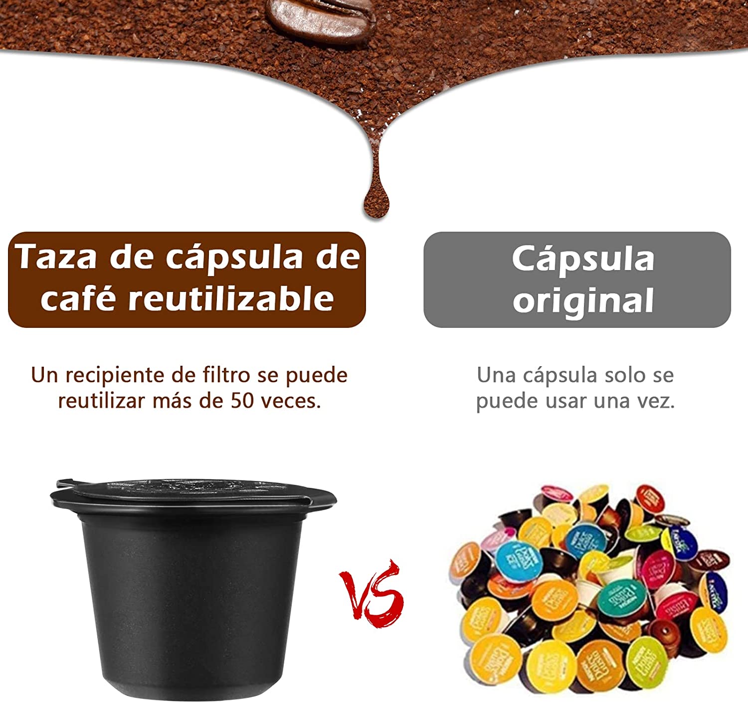 Capsula Nespresso rellenable reutilizable 8 Pza