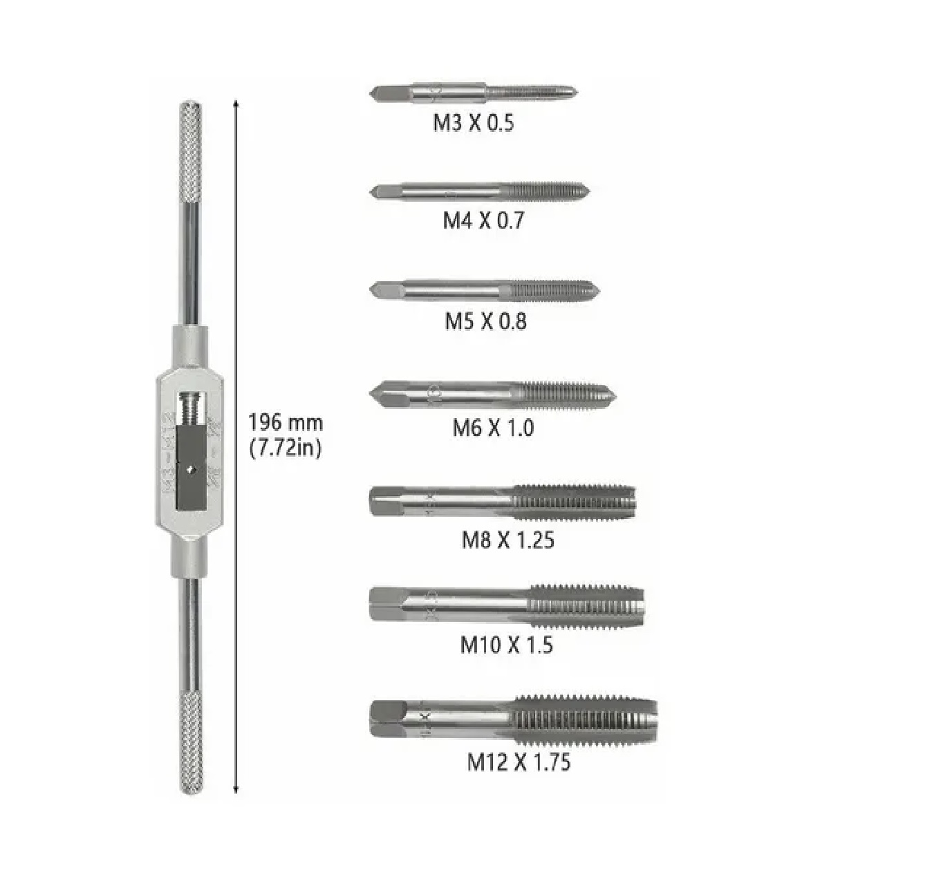 Kit De Machuelos Con Maneral Broca Tipo Matraca Ajustable