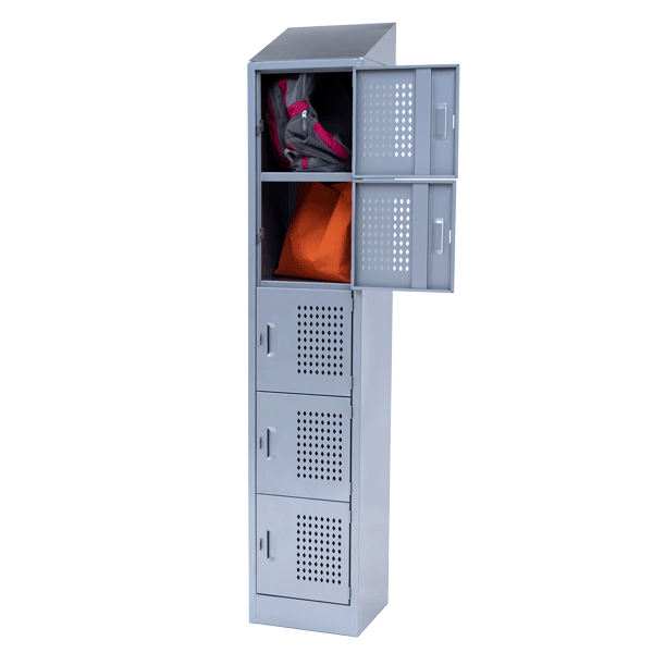 LOCKER DE 5 PUERTAS CON REJILLA Y COPETE