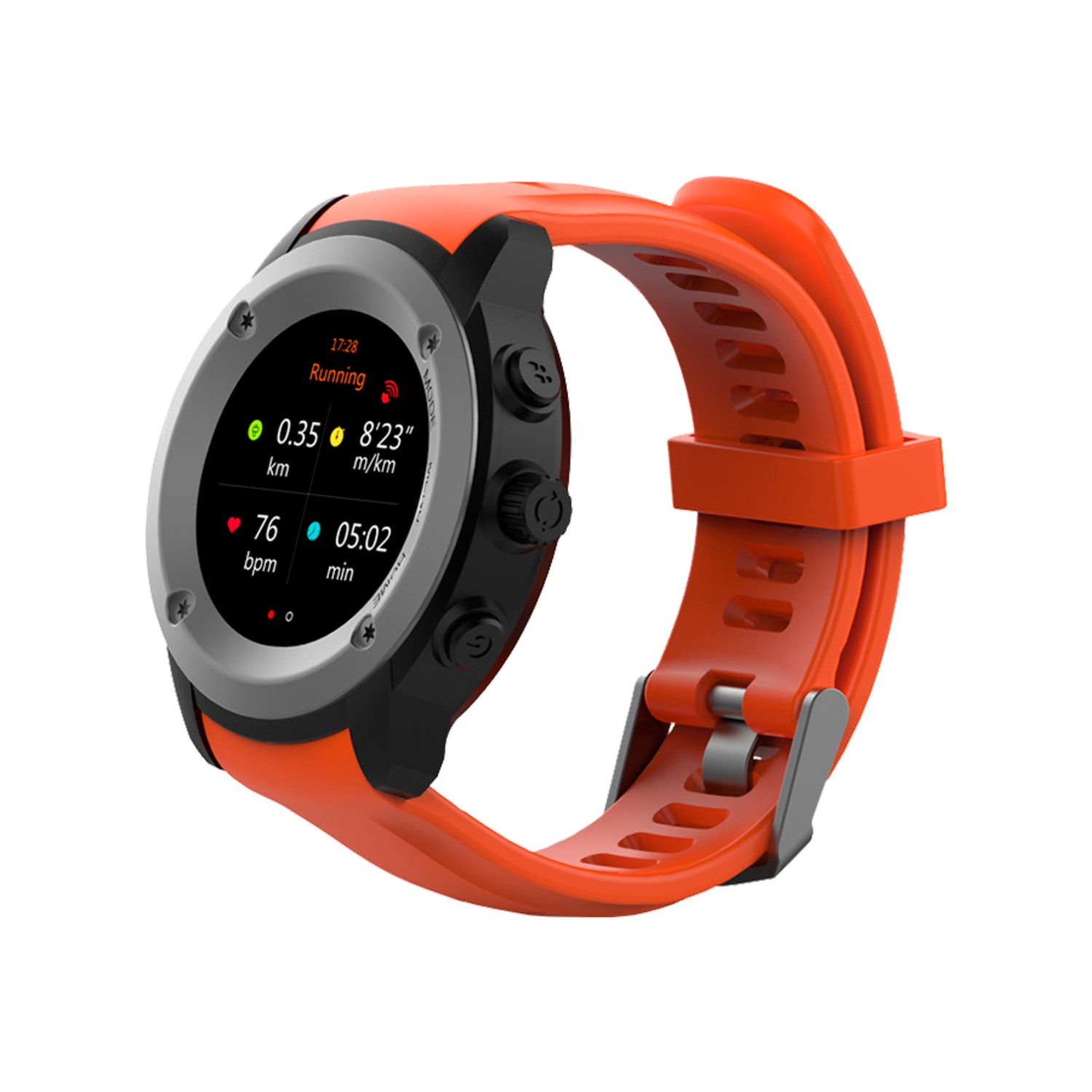 Smartwatch GHIA Draco GAC-141. Naranja, Pantalla touch 1.3" pulgadas, Lector de pulso cardiaco, GPS, podómetro. Bluetooth