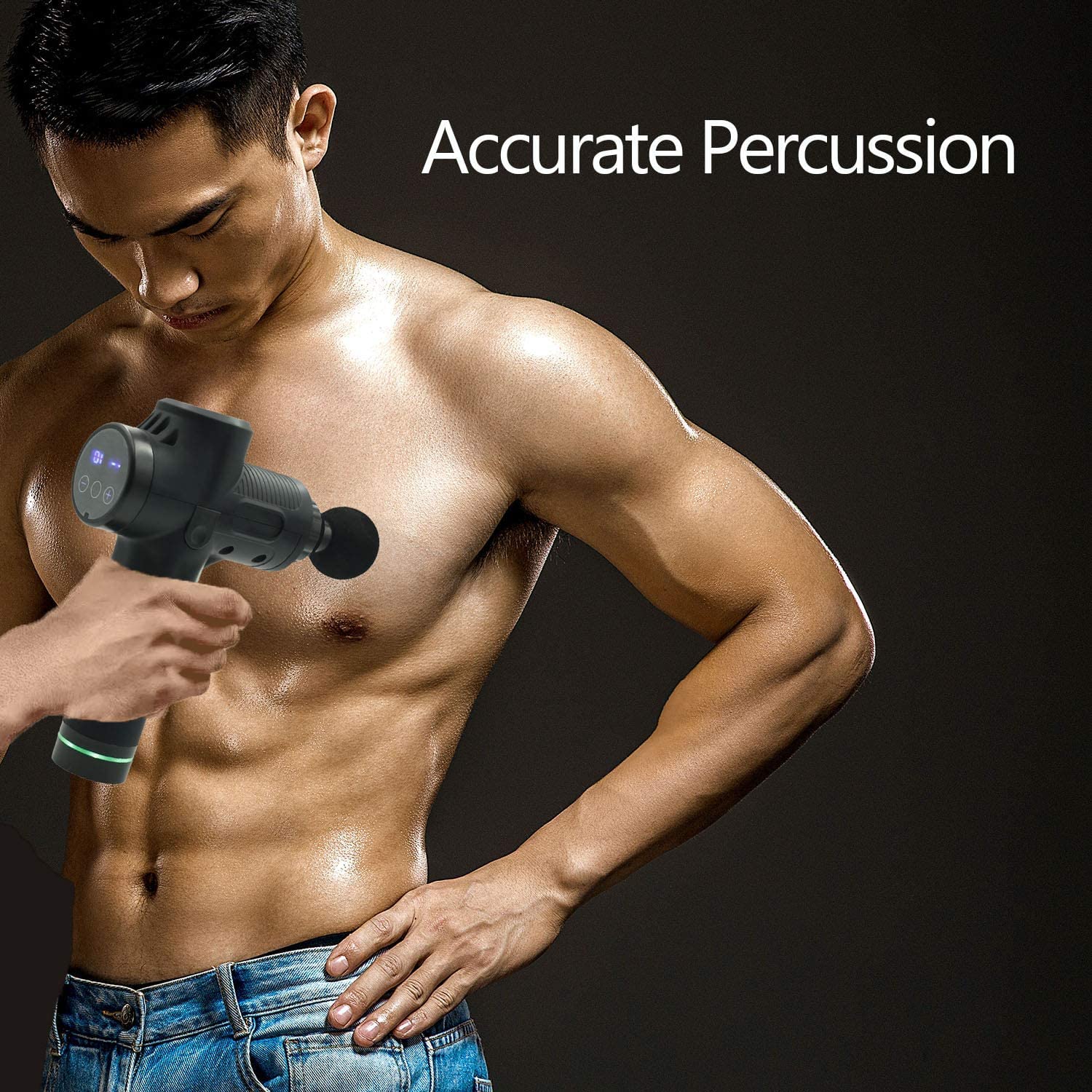 Pistola Masaje Muscular 8 Cabezales  30 Velocidades Ajustables Tejido Profundo